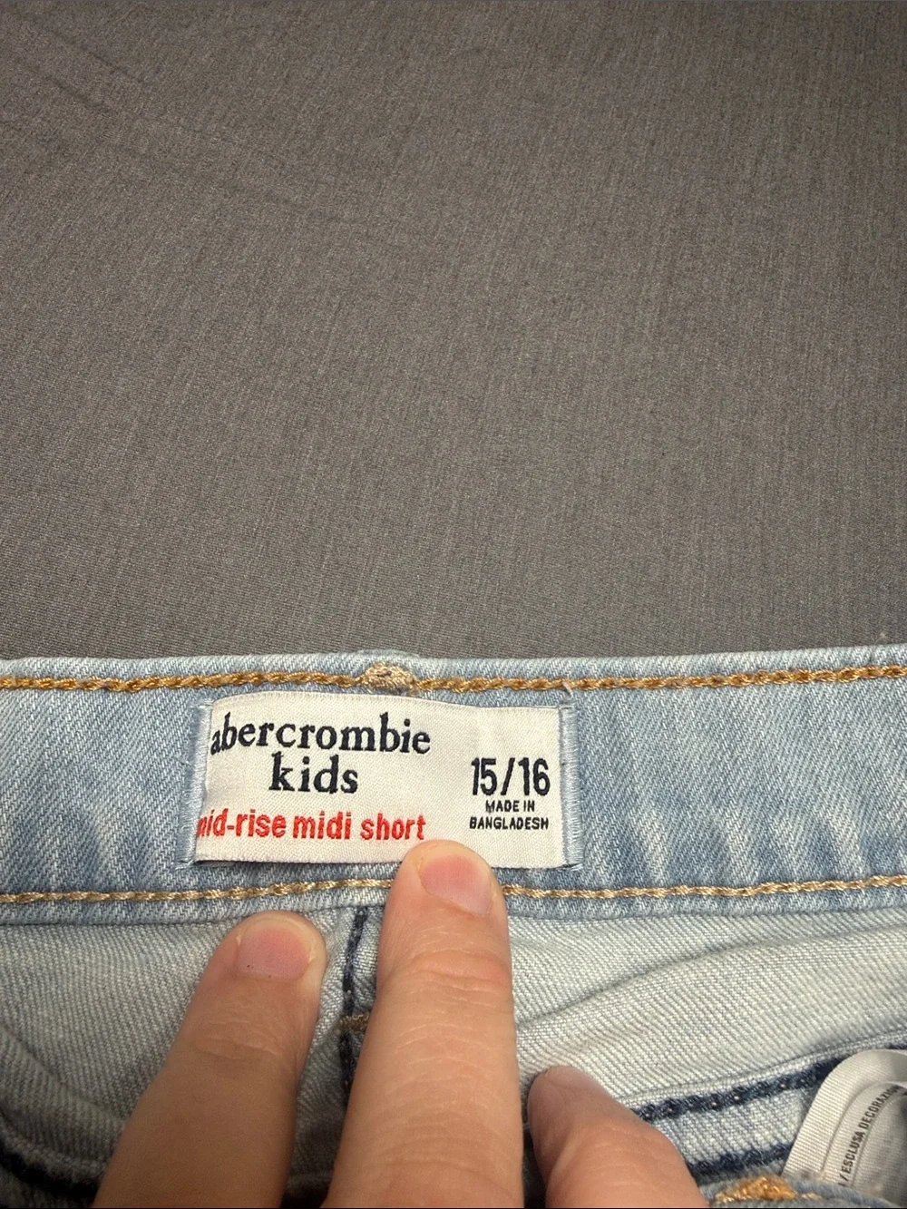 Abercrombie Kids Light Wash Distressed Denim Shorts